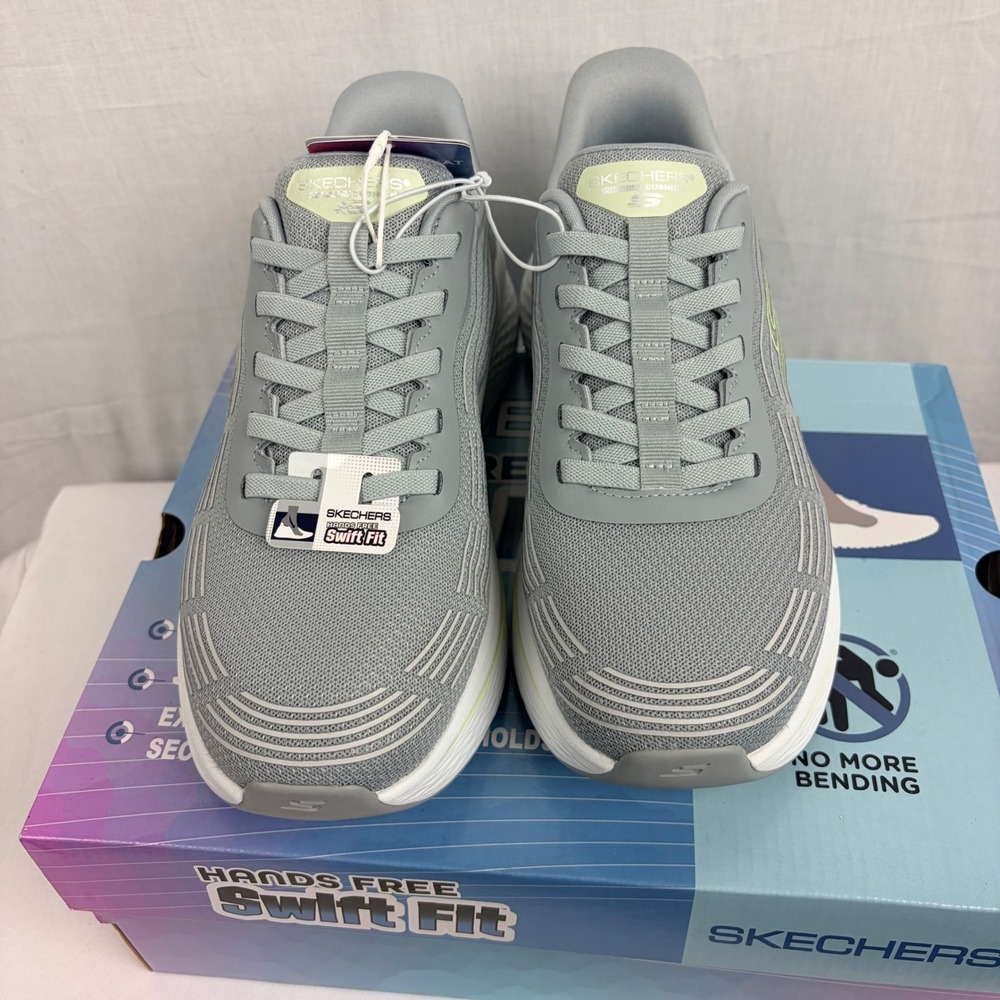 Skechers Hands Free Swift Fit Gray Lime Green Women Sneakers 179313S Size 10 - Picture 4 of 8